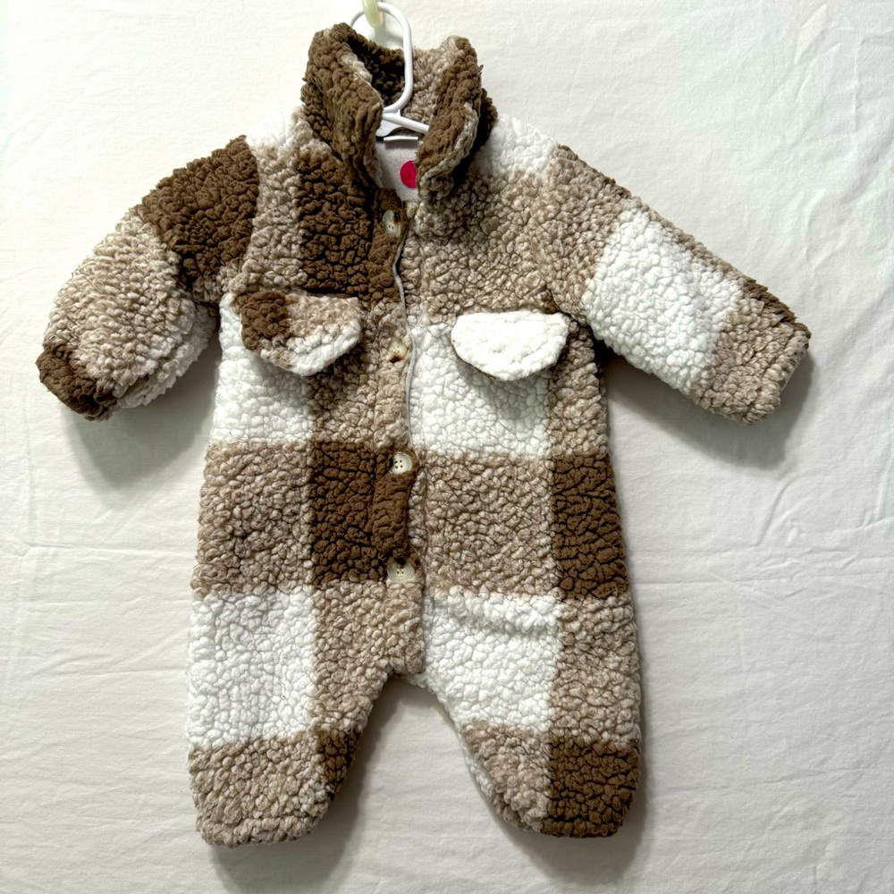 3M Buffalo Plaid fleece jumpsuit / overalls